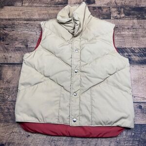 Vintage Down Puffer Vest Reversible Quilted Insulated‎ Sleeveless Jacket M
